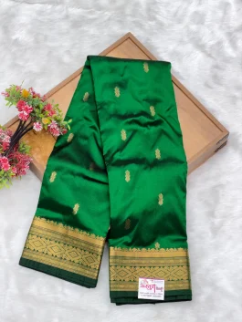 Pure Silk Kanjivaram Bottle Green Paithani T11