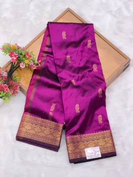 Pure Silk Kanjivaram Burgandy Paithani T11
