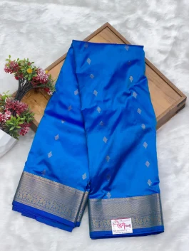 Pure Silk Kanjivaram Ink Blue Paithani T11