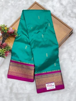 Pure Silk Kanjivaram Rama Green Paithani T11