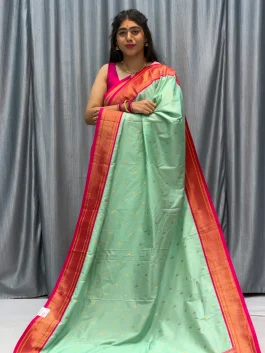 Soft Silk 14 Peacock Pallu Paithani Diamond Pista F12