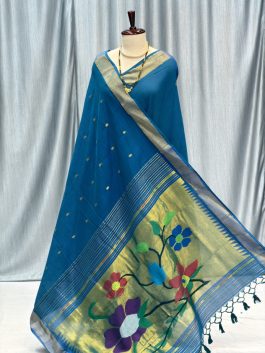 Cotton Paithani Yeola Handloom Carbon C11