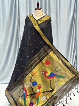 Cotton Paithani Yeola Handloom Black C11