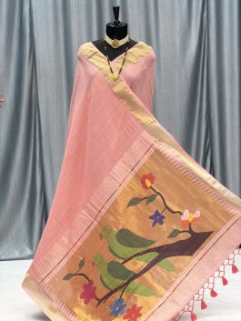 Cotton Paithani Yeola Handloom Baby Pink C11