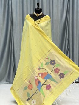 Cotton Paithani Yeola Handloom Golden Yellow C11