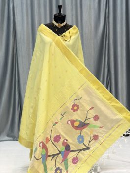 Cotton Paithani Yeola Handloom Golden Yellow C11
