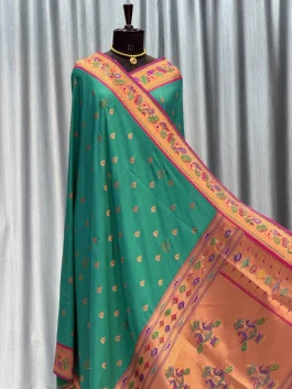 Sejal Diamond Work Paithani Rama Green T12