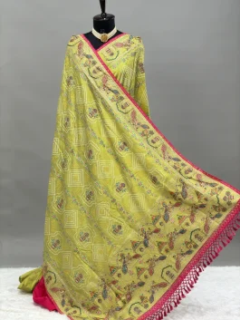 Rajwadi Fancy Saree Lime Green D13