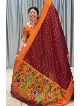 Soft Silk Muniya Redish Brown Saree X11