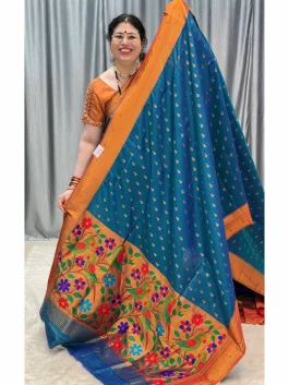 Soft Silk Muniya Sea Green Saree X11