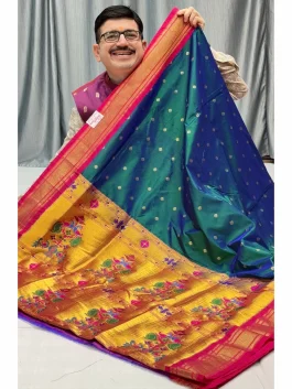 Pure Silk Dhup Chav Morpisi Maharani Kadiyal Paithani Y11