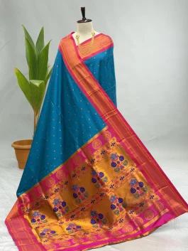 Soft Silk Kalanjali Paithani Chintamani Blue Y10