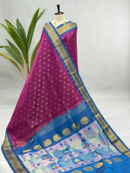 Pure Silk Handloom Kalanjali Paithani Magenta H13