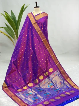 Pure Silk Handloom Kalanjali Paithani Dual Tone Paithani H13