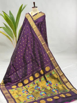 Pure Silk Handloom Kalanjali Paithani Wine H13