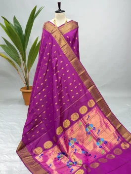Pure Silk Handloom Kalanjali Paithani Dualtone Magenta H13