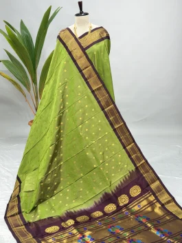 Pure Silk Handloom Kalanjali Paithani Dualtone Green H13