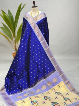 Pure Silk Handloom Kalanjali Paithani Neavy Blue H13
