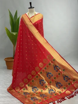 Soft Silk Maharani Paithani Red J13