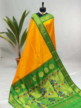Pure Silk Handloom Kalanjali Paithani Mango H13
