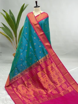 Semi Silk Kadiyal Paithani Sea Green A01