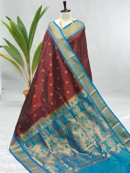 Semi Silk Kadiyal Paithani Maroon A01