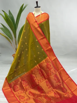 Semi Silk Kadiyal Paithani Mehendy Green A01